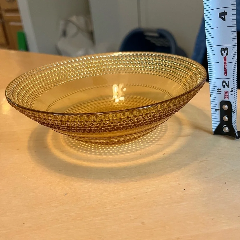 Beautiful Vintage Amber Glass Beaded Bowl and Federal White Milk Glass Bowl Set